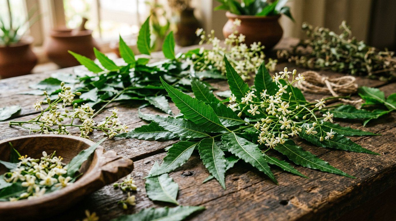 বড় নিম গাছের সবুজ ছায়া